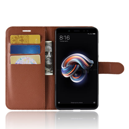 Litchi Skin Cell Phone Leather Wallet Case for Xiaomi Redmi Note 5 Pro (Dual Camera) / Redmi Note 5 (China)