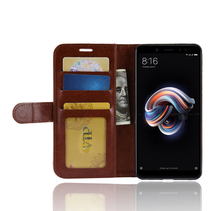 Crazy Horse Grain Wallet Stand Leather Casing for Xiaomi Redmi Note 5 Pro (Dual Camera) / Redmi Note 5 (China)