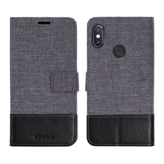 MUXMA PU Leather Canvas Splicing Wallet Stand Case for Xiaomi Redmi Note 5 Pro (Dual Camera) / Redmi Note 5 (China)