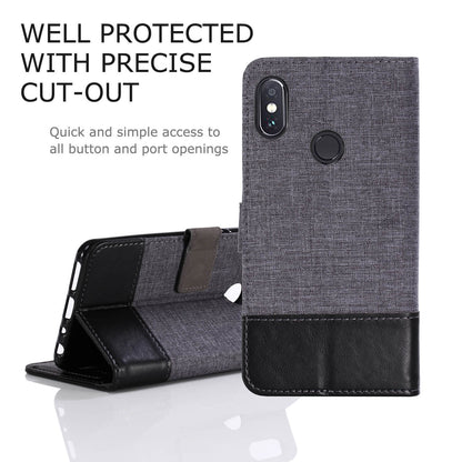 MUXMA PU Leather Canvas Splicing Wallet Stand Case for Xiaomi Redmi Note 5 Pro (Dual Camera) / Redmi Note 5 (China)