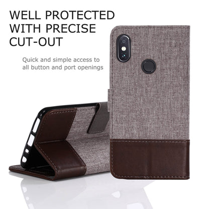 MUXMA PU Leather Canvas Splicing Wallet Stand Case for Xiaomi Redmi Note 5 Pro (Dual Camera) / Redmi Note 5 (China)