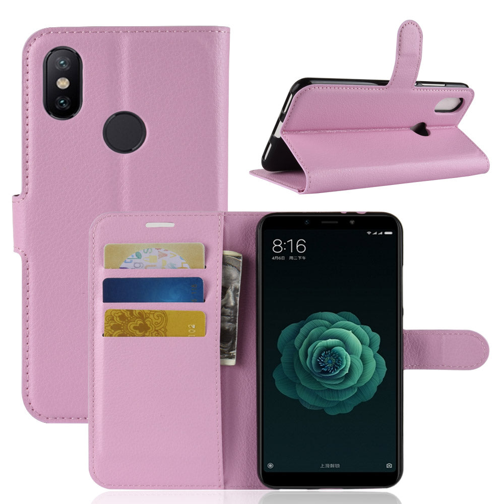 Litchi Skin Wallet Leather Stand Case for Xiaomi Mi A2 / Mi 6X