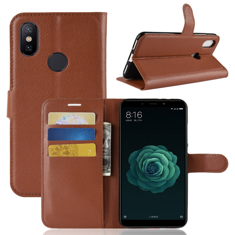 Litchi Skin Wallet Leather Stand Case for Xiaomi Mi A2 / Mi 6X