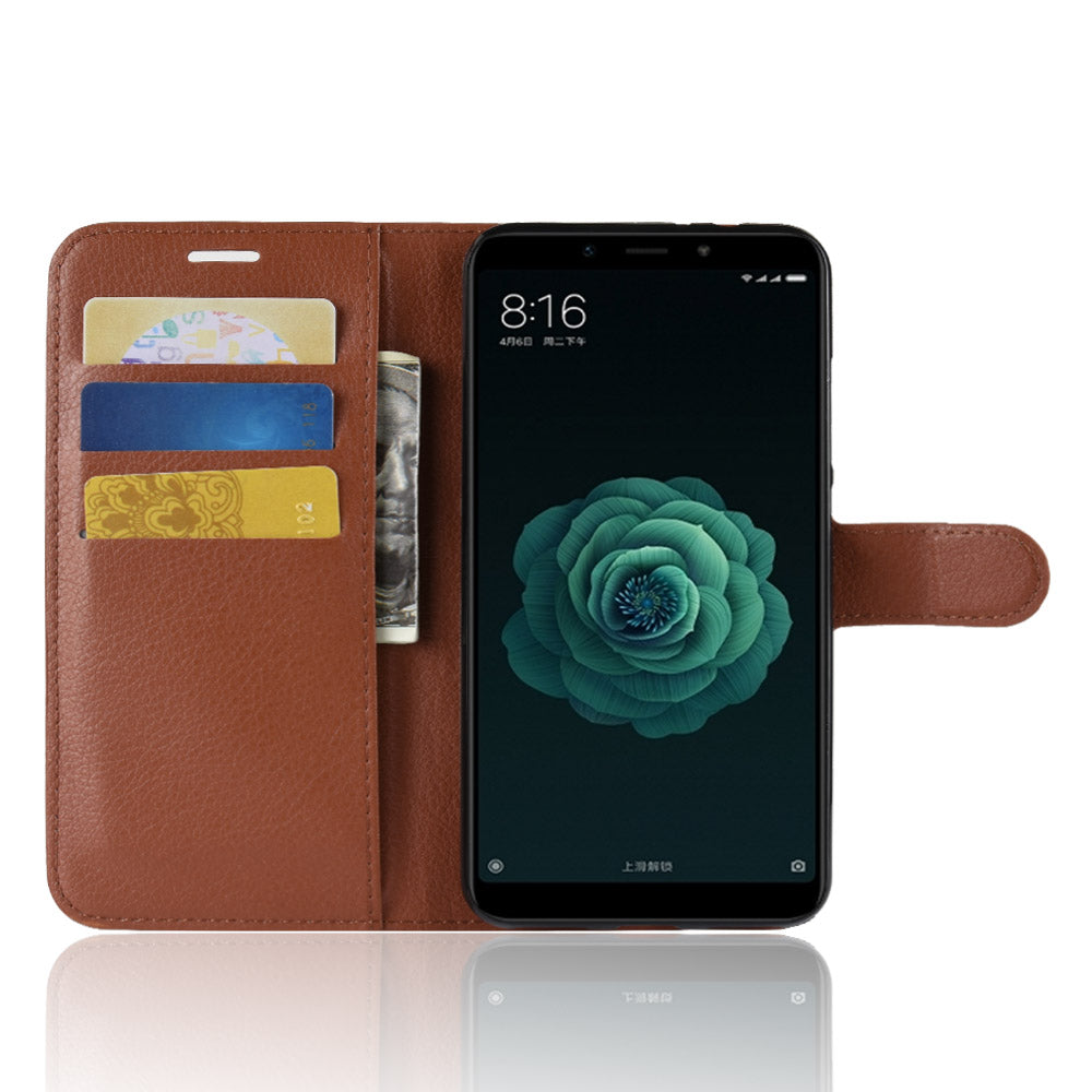 Litchi Skin Wallet Leather Stand Case for Xiaomi Mi A2 / Mi 6X