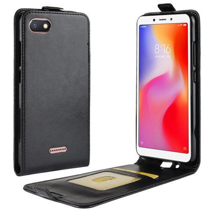 Crazy Horse Vertical Leather Card Holder Casing for Xiaomi Redmi 6A (Single 12MP Rear Camera)