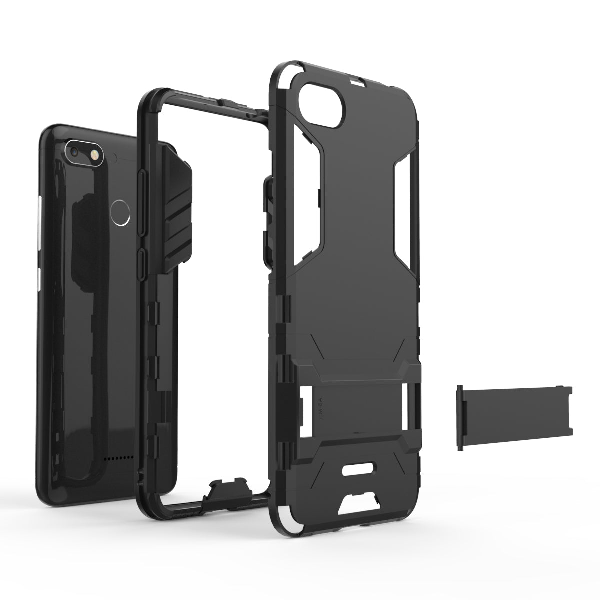 Shockproof PC + TPU Hybrid Kickstand Mobile Case for Xiaomi Redmi 6A (Single 12MP Rear Camera)