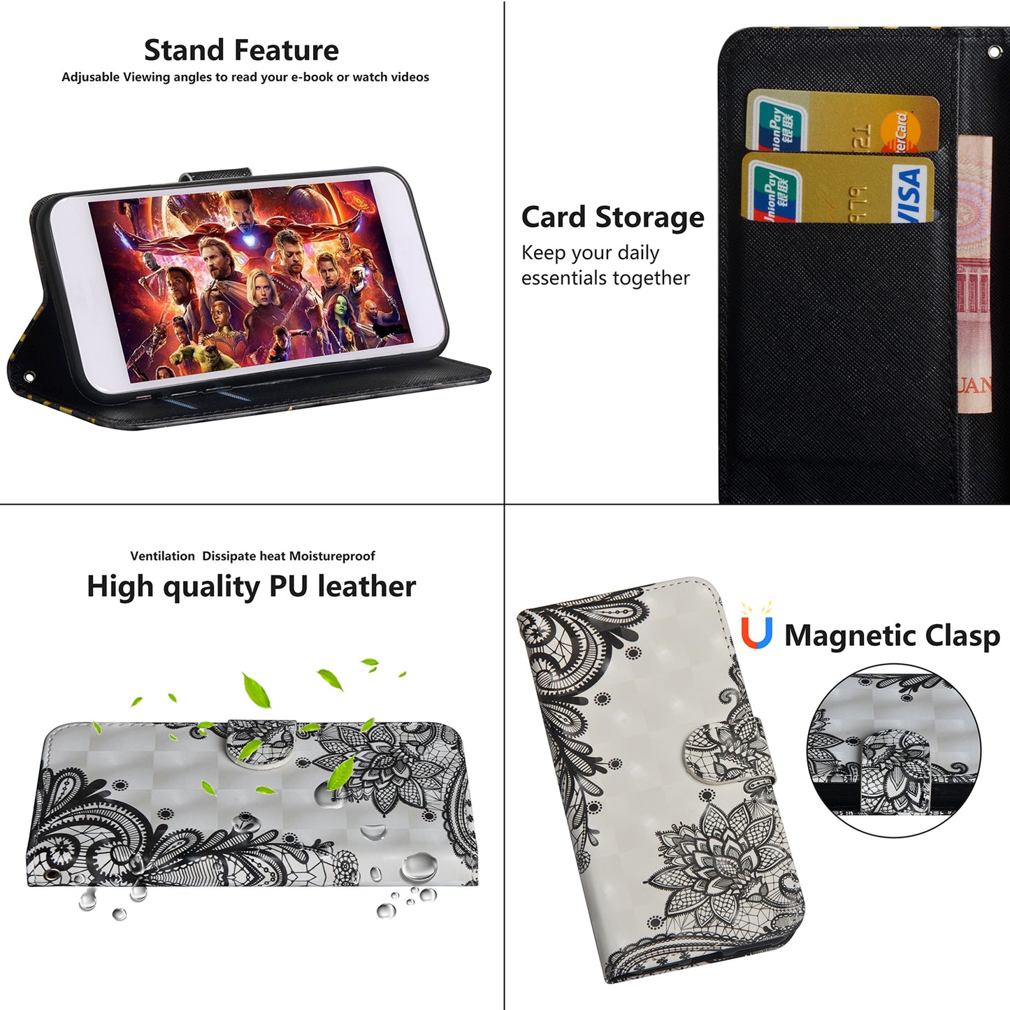 Pattern Printing Wallet Stand Leather Phone Case for Xiaomi Redmi 6 (Dual Camera: 12MP+5MP)