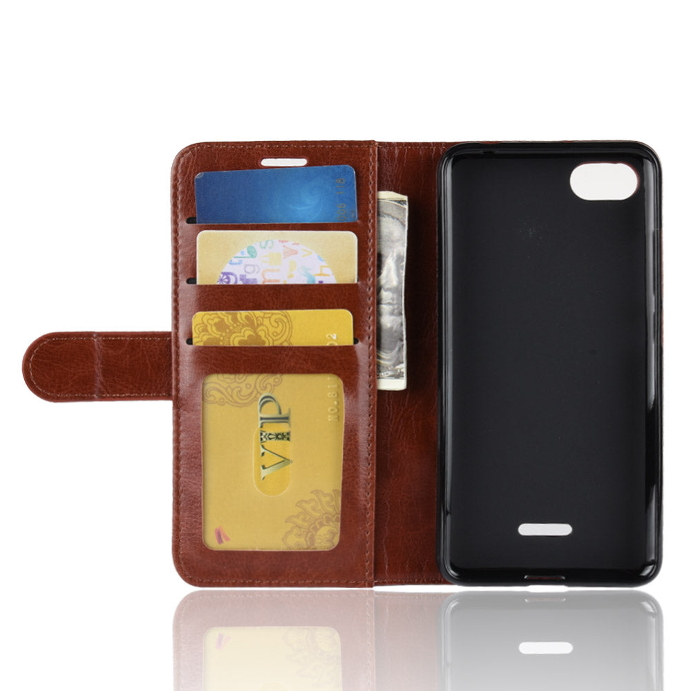 Crazy Horse Magnetic Stand Wallet Leather Mobile Phone Case for Xiaomi Redmi 6A