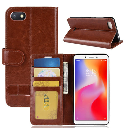 Crazy Horse Magnetic Stand Wallet Leather Mobile Phone Case for Xiaomi Redmi 6A