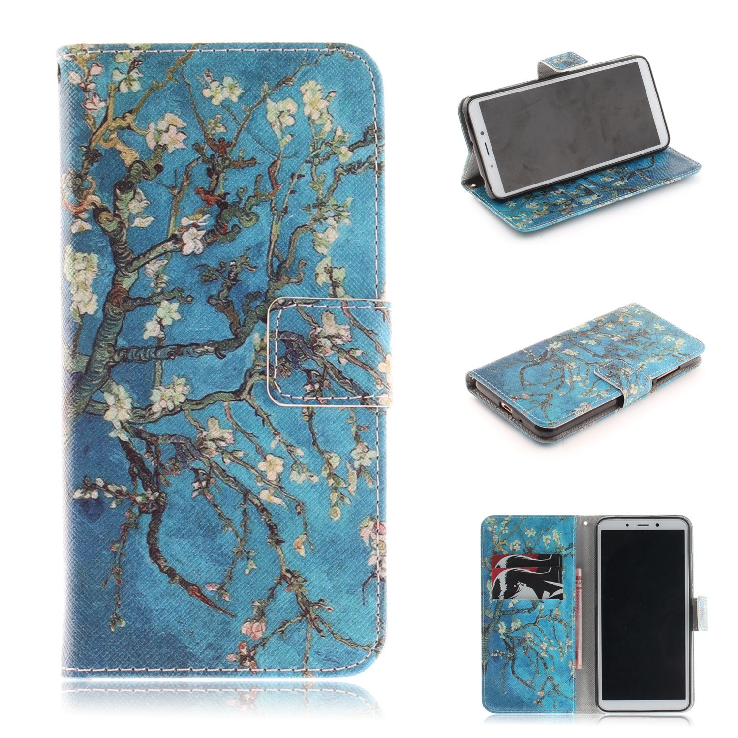 Pattern Printing Wallet Stand Leather Phone Shell for Xiaomi Redmi 6