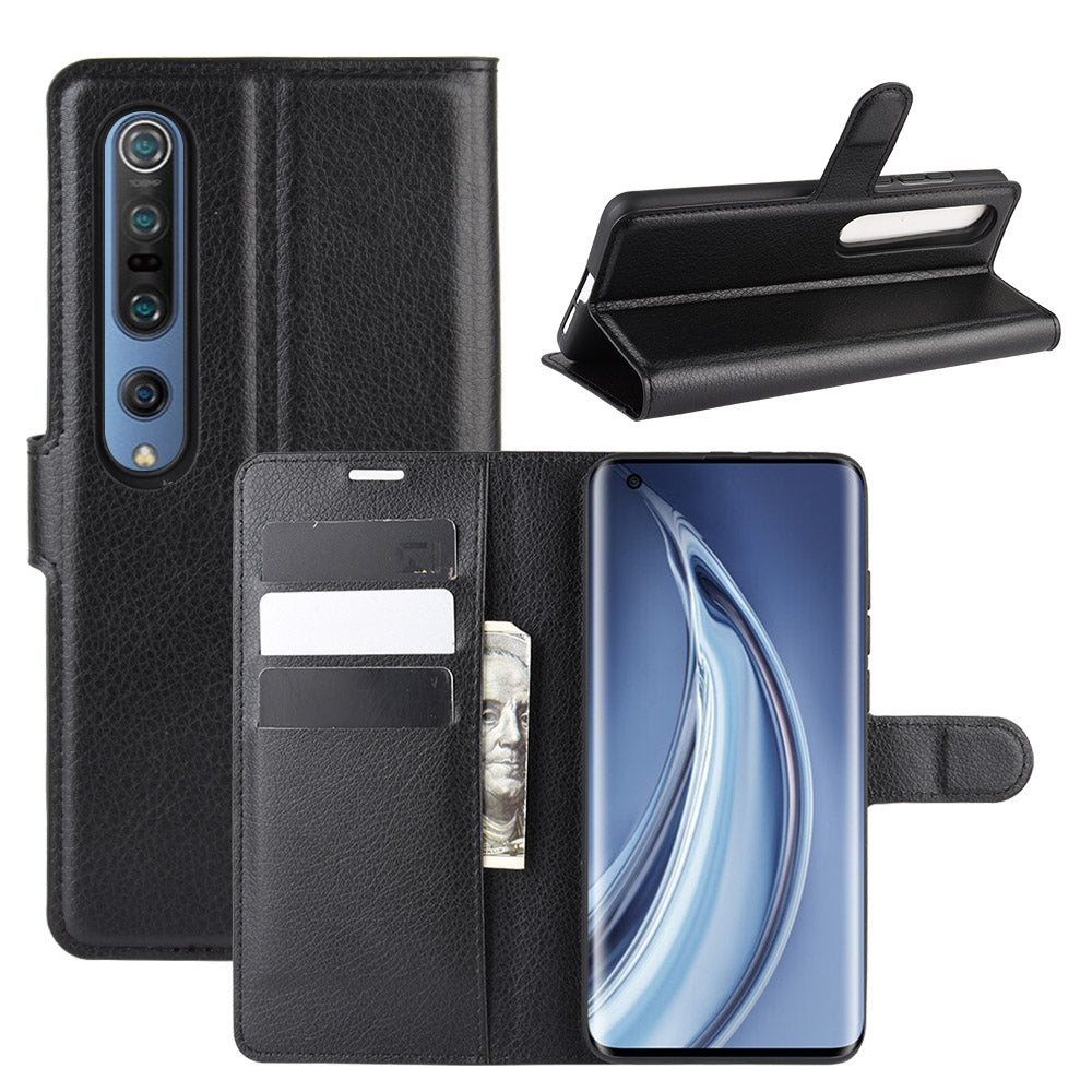 Litchi Skin Wallet Leather Cover with Stand Case for Xiaomi Mi 10/10 Pro