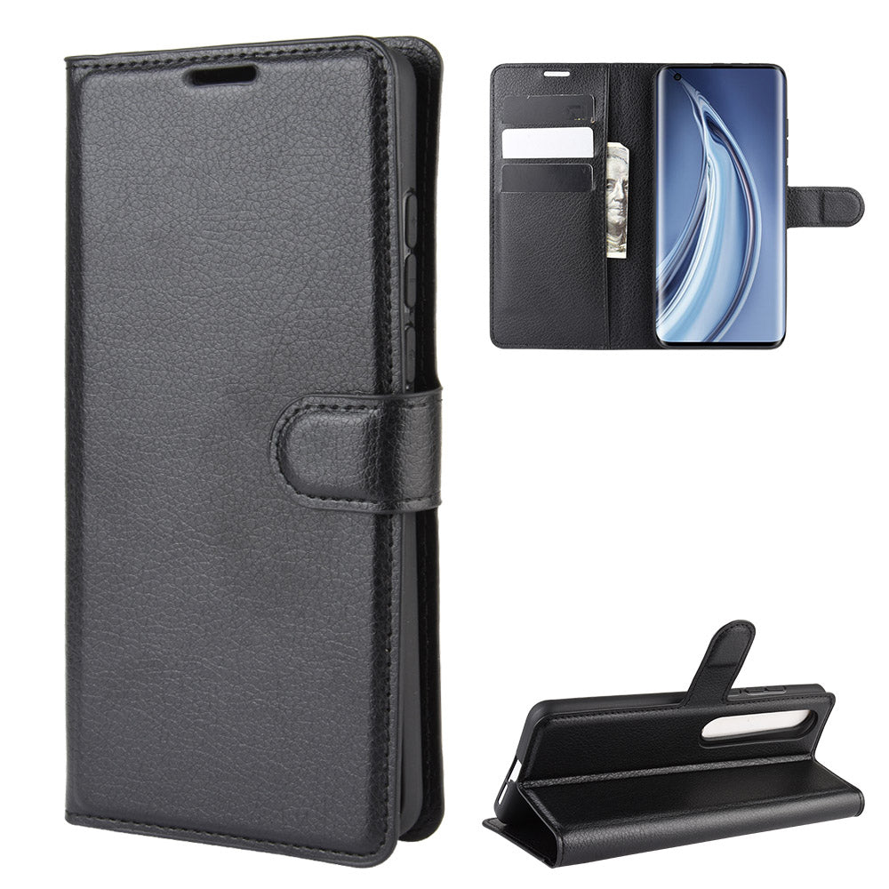 Litchi Skin Wallet Leather Cover with Stand Case for Xiaomi Mi 10/10 Pro