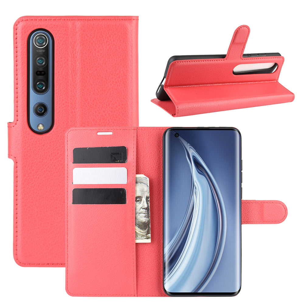 Litchi Skin Wallet Leather Cover with Stand Case for Xiaomi Mi 10/10 Pro