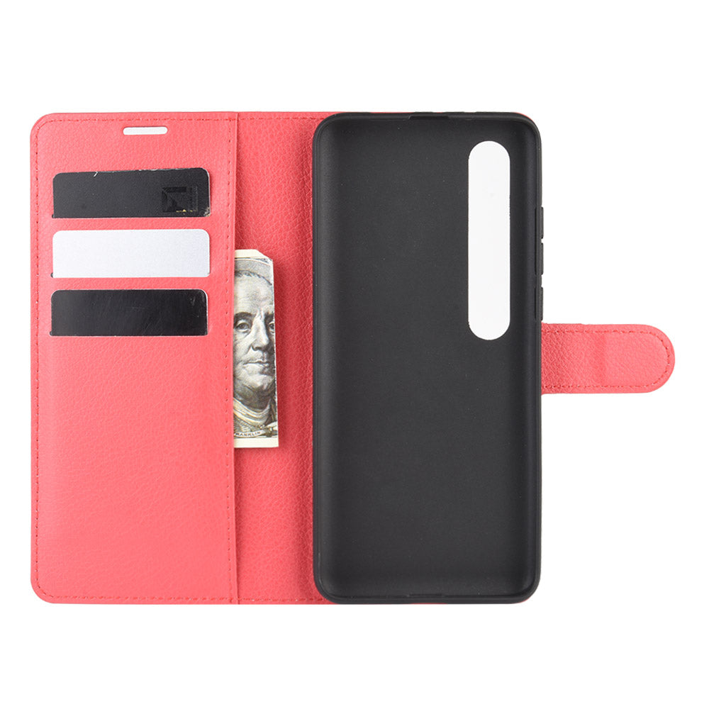 Litchi Skin Wallet Leather Cover with Stand Case for Xiaomi Mi 10/10 Pro