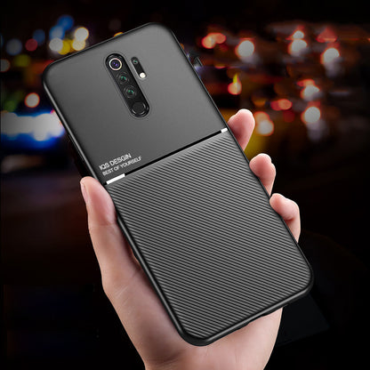 Minimalist Business Style Leather Coated TPU Phone Cover for Xiaomi Redmi Note 8 Pro