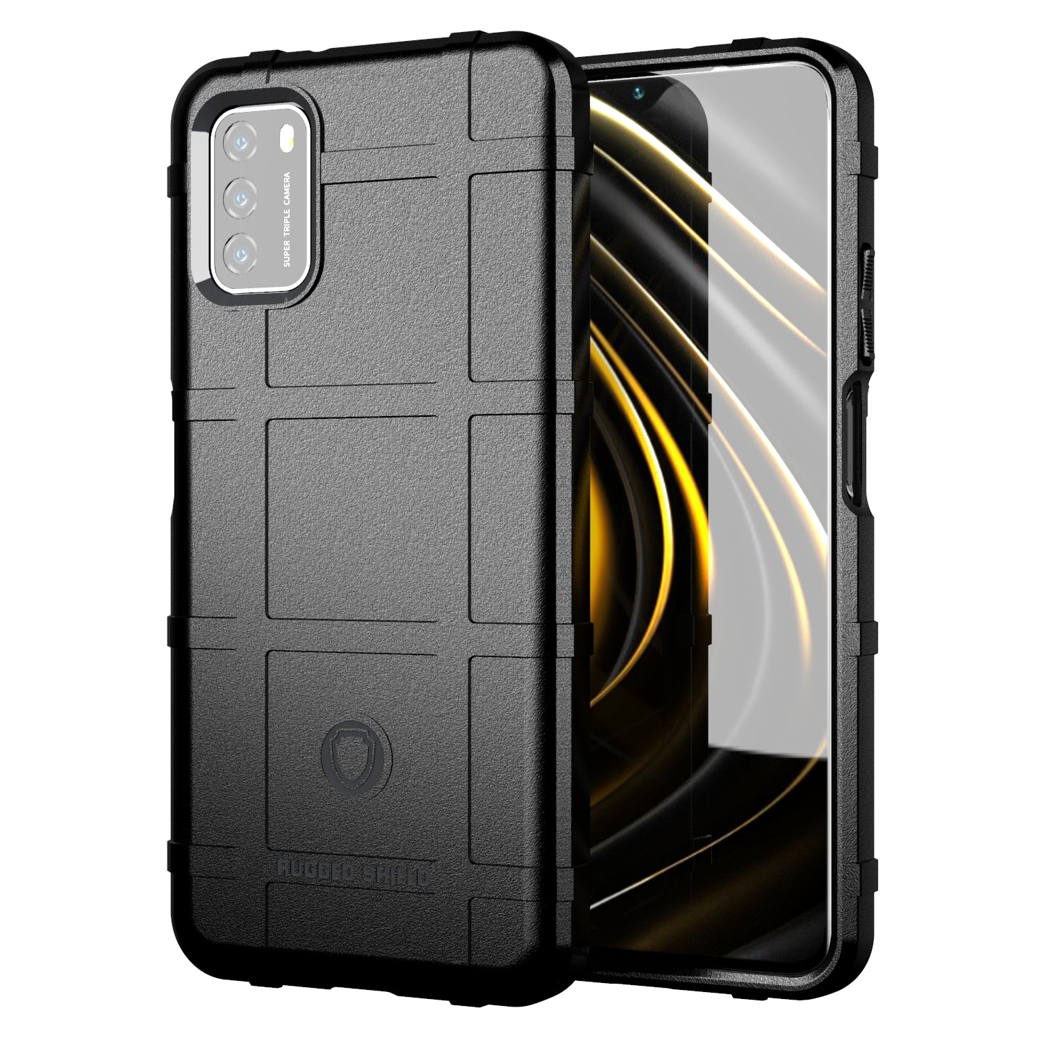 Rugged Shield Square Grid Texture TPU Phone Cover for Xiaomi Poco M3