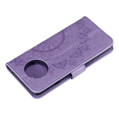 Imprinted Mandala Flower Stand Wallet Leather Case with Lanyard for Xiaomi Redmi Redmi Note 9 5G/Note 9T 5G