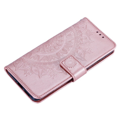 Imprinted Mandala Flower Stand Wallet Leather Case with Lanyard for Xiaomi Redmi Redmi Note 9 5G/Note 9T 5G