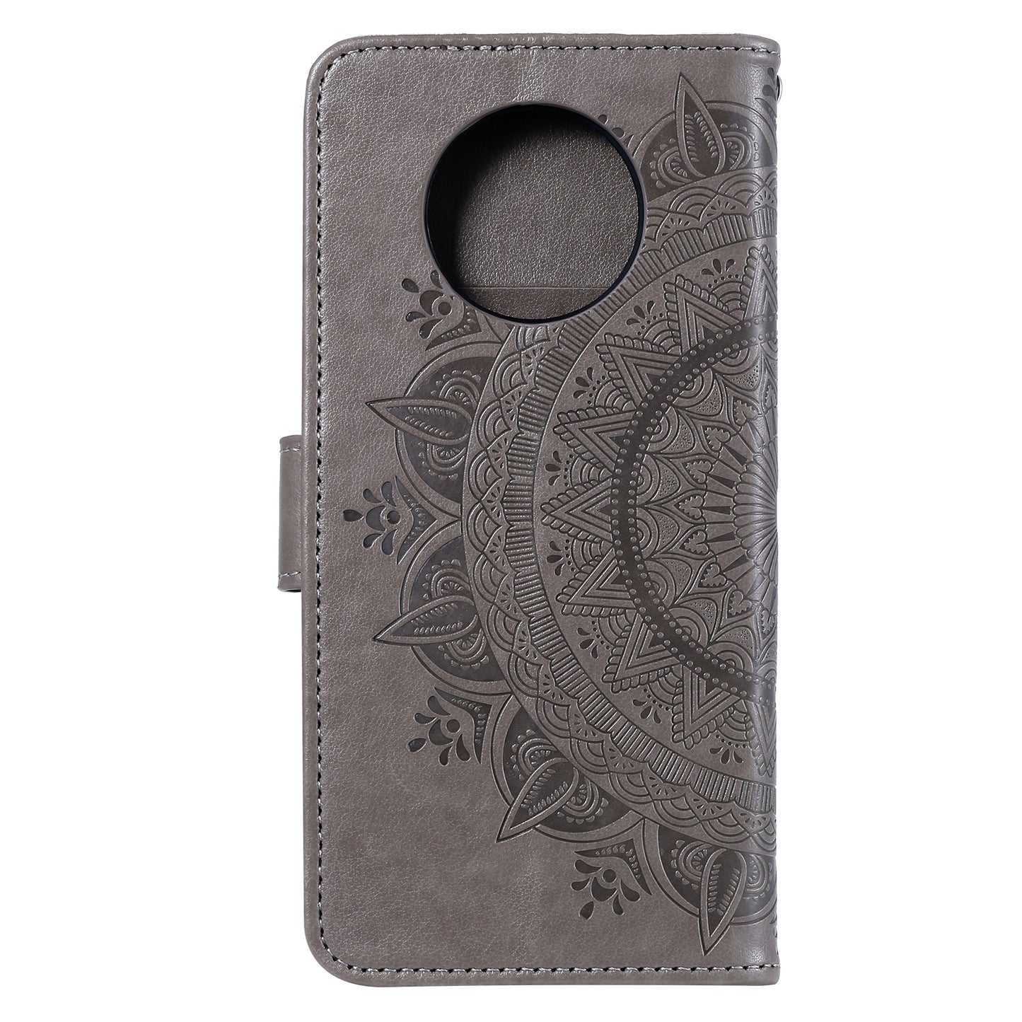 Imprinted Mandala Flower Stand Wallet Leather Case with Lanyard for Xiaomi Redmi Redmi Note 9 5G/Note 9T 5G