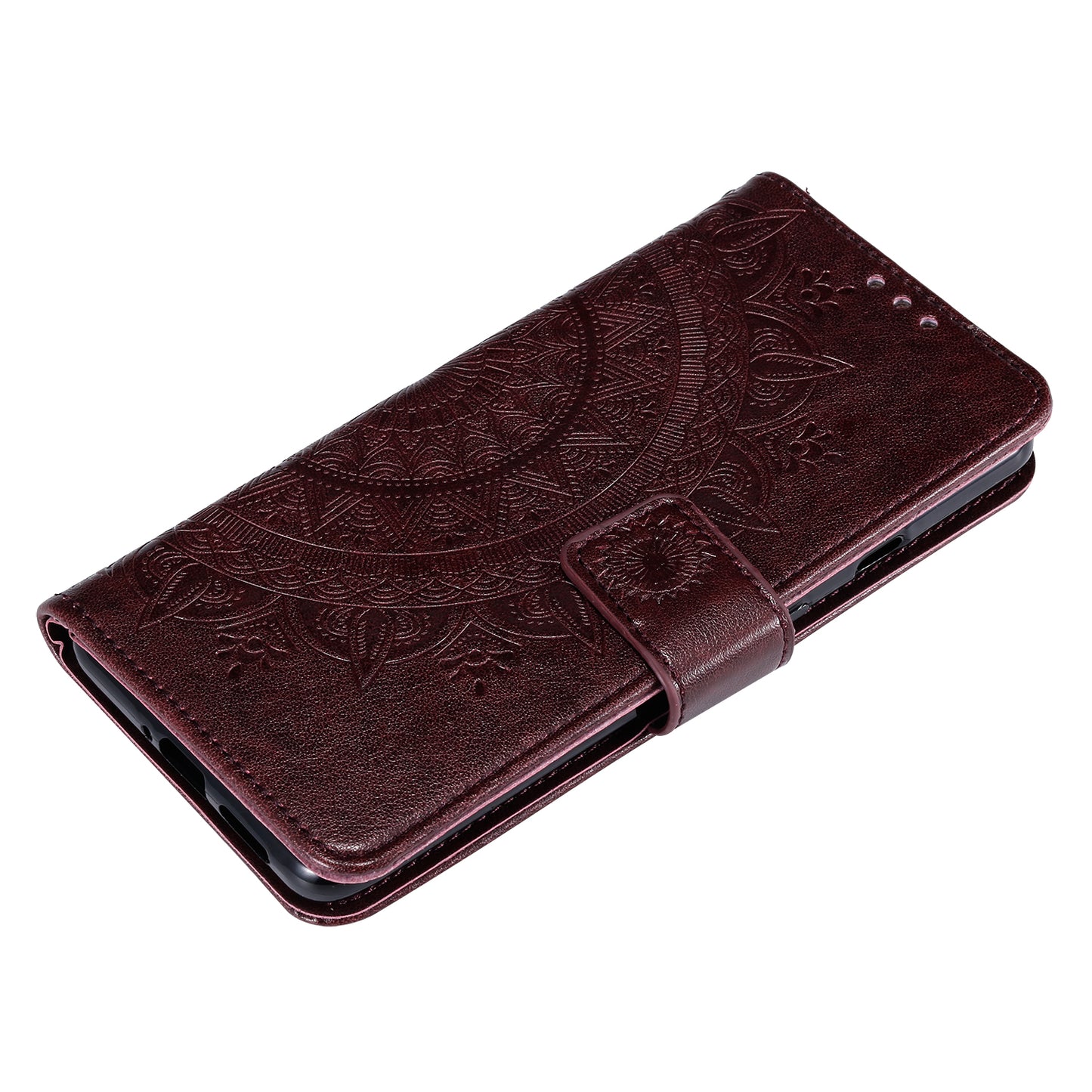 Imprinted Mandala Flower Stand Wallet Leather Case with Lanyard for Xiaomi Redmi Redmi Note 9 5G/Note 9T 5G