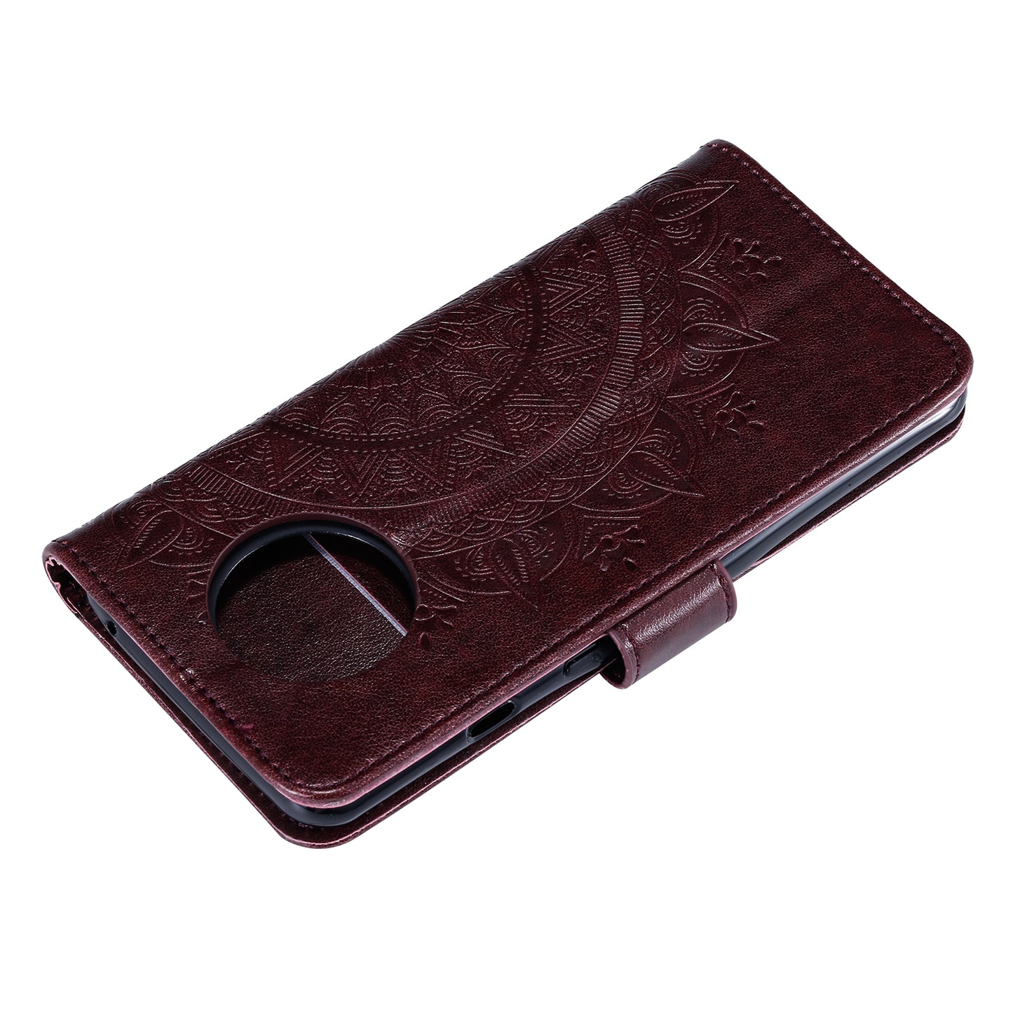 Imprinted Mandala Flower Stand Wallet Leather Case with Lanyard for Xiaomi Redmi Redmi Note 9 5G/Note 9T 5G