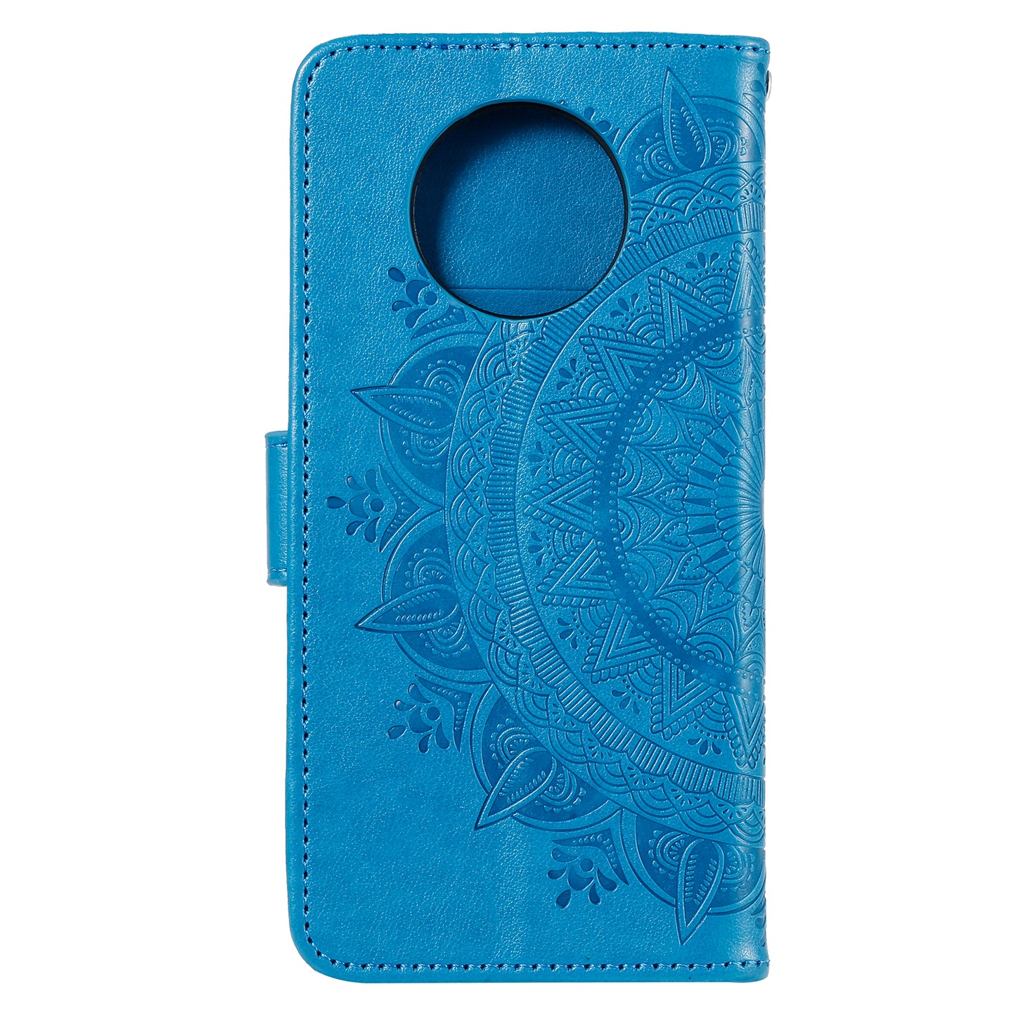 Imprinted Mandala Flower Stand Wallet Leather Case with Lanyard for Xiaomi Redmi Redmi Note 9 5G/Note 9T 5G