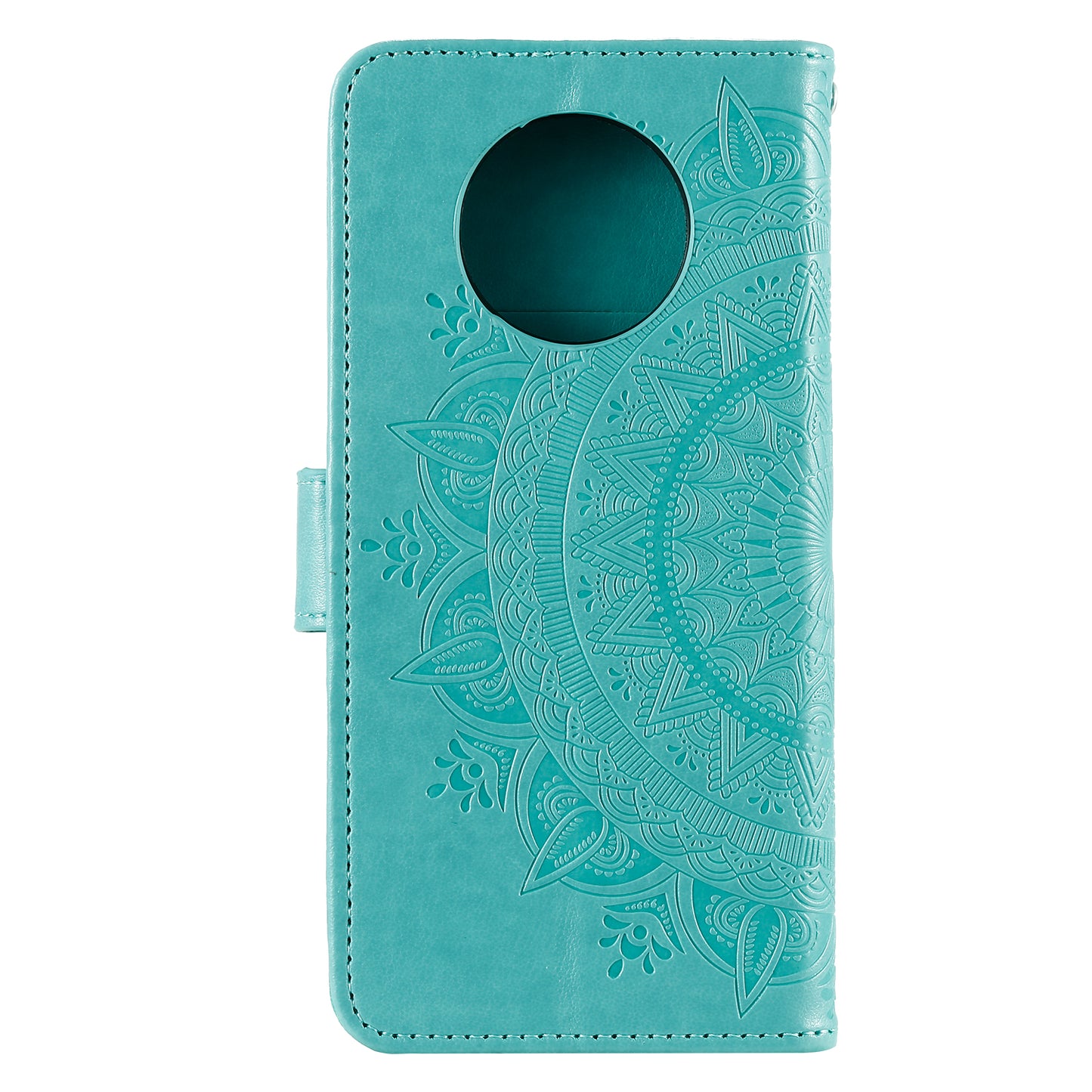 Imprinted Mandala Flower Stand Wallet Leather Case with Lanyard for Xiaomi Redmi Redmi Note 9 5G/Note 9T 5G