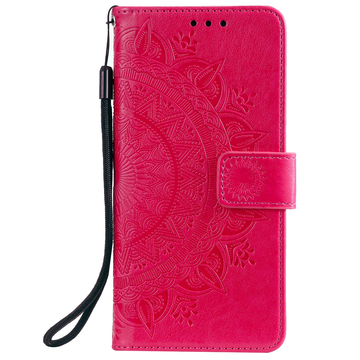 Imprinted Mandala Flower Stand Wallet Leather Case with Lanyard for Xiaomi Redmi Redmi Note 9 5G/Note 9T 5G