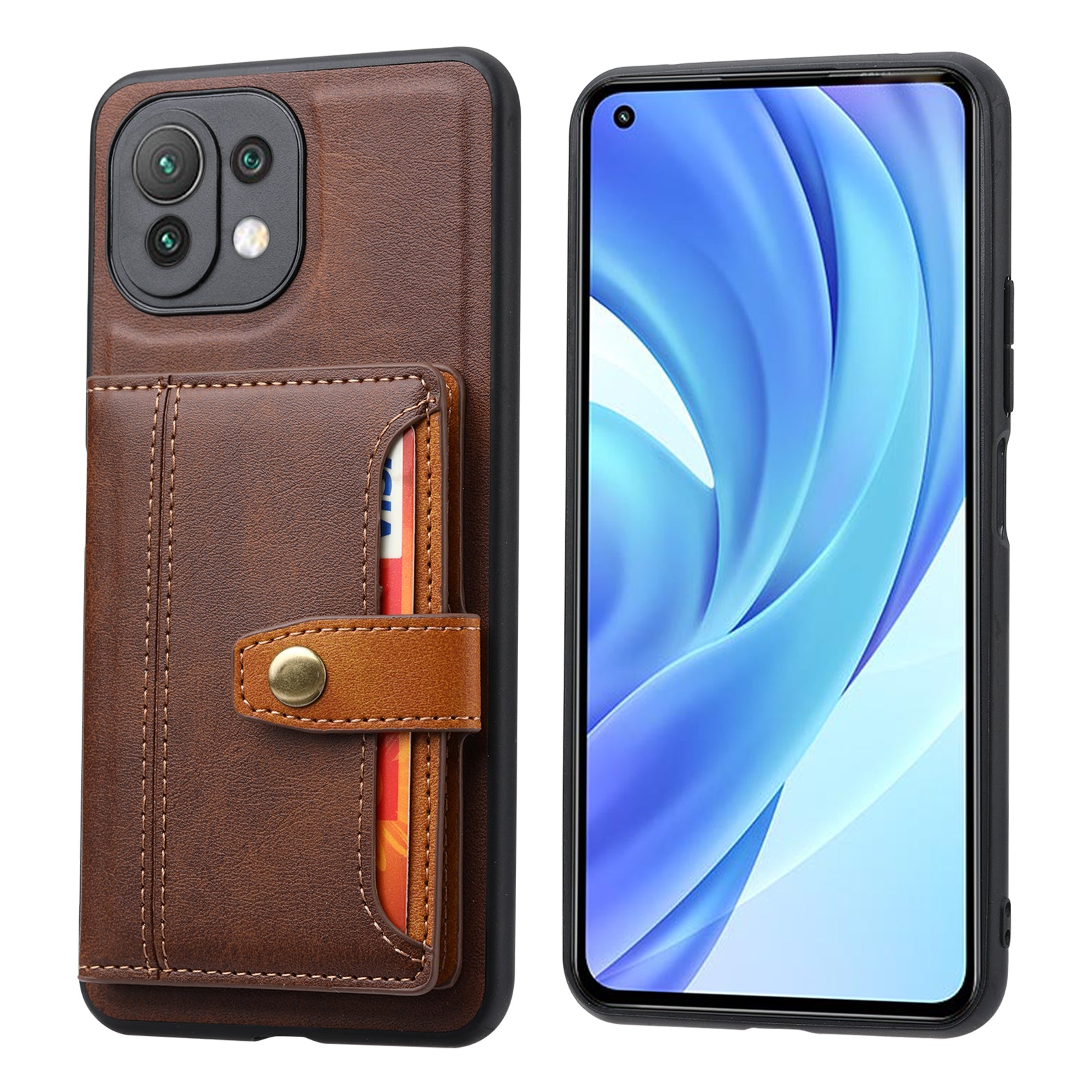 PU Leather Coated TPU Case [Card Slots] [Kickstand] for Xiaomi Mi 11 Lite 4G / 5G / 11 Lite 5G NE