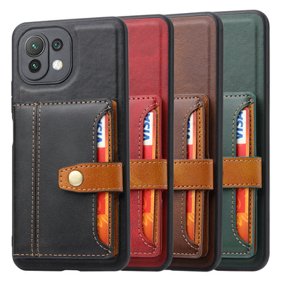 PU Leather Coated TPU Case [Card Slots] [Kickstand] for Xiaomi Mi 11 Lite 4G / 5G / 11 Lite 5G NE