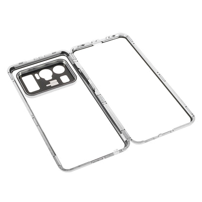 360 Degree Clear Double Sided Front and Back Clear Tempered Glass + Metal Bumper Frame Magnetic Flip Cover Case for Xiaomi Mi 11 Ultra