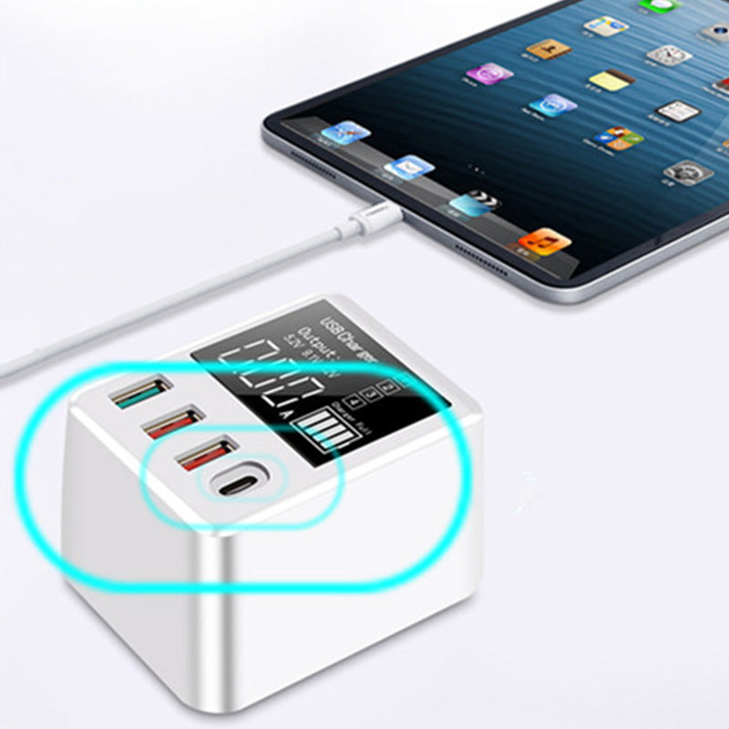 A9T+ USB+Type C 4-Port 40W Quick Charge Wall Adapter PD QC 3.0 Fast Charger with LCD Display