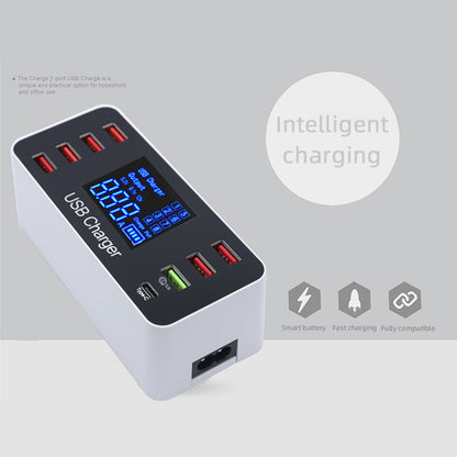 A9+ 8-Port USB+Type C 40W Quick Charge Adapter with LCD Display QC 3.0 Wall Charger