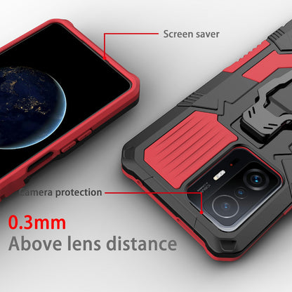 Back Clip Kickstand Design PC + TPU + Metal Hybrid Phone Protective Case Cover for Xiaomi 11T/11T Pro