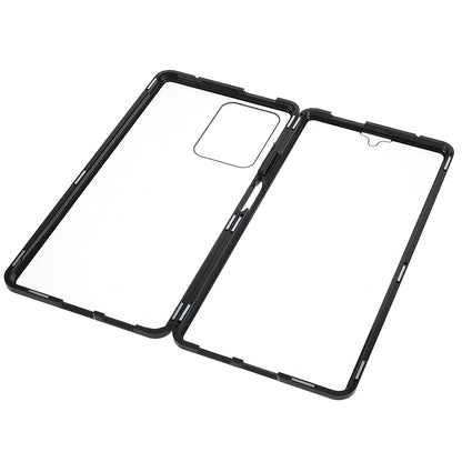 For Xiaomi 11T/11T Pro Magnetic Closure Phone Case Metal Bumper + Double-sided Tempered Glass Cover