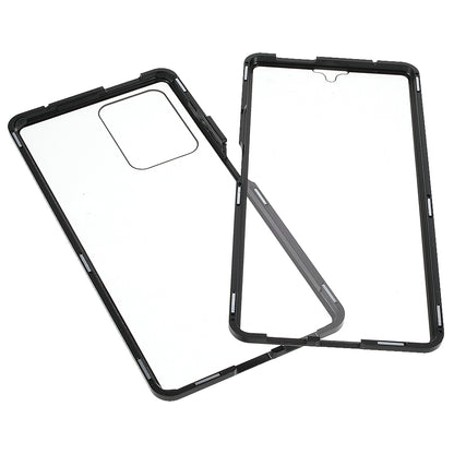 For Xiaomi 11T/11T Pro Magnetic Closure Phone Case Metal Bumper + Double-sided Tempered Glass Cover