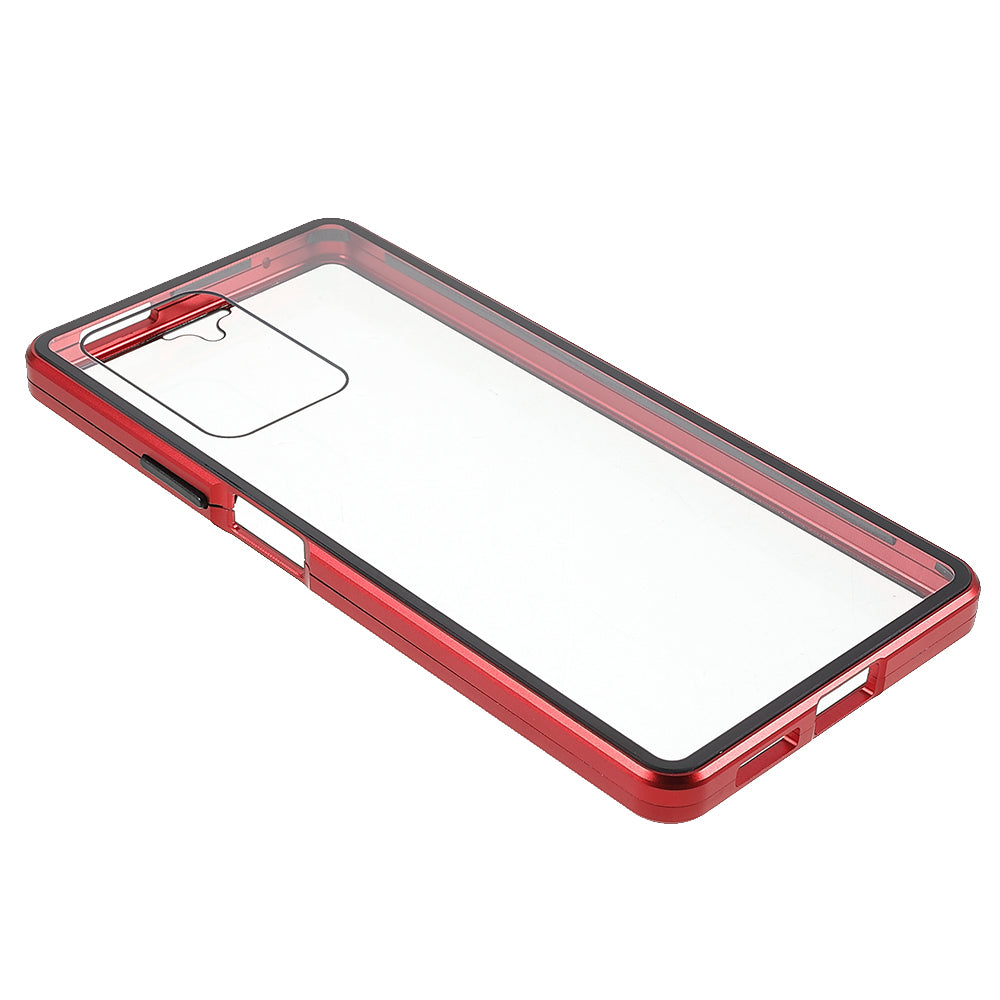 For Xiaomi 11T/11T Pro Magnetic Closure Phone Case Metal Bumper + Double-sided Tempered Glass Cover