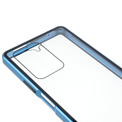 For Xiaomi 11T/11T Pro Magnetic Closure Phone Case Metal Bumper + Double-sided Tempered Glass Cover