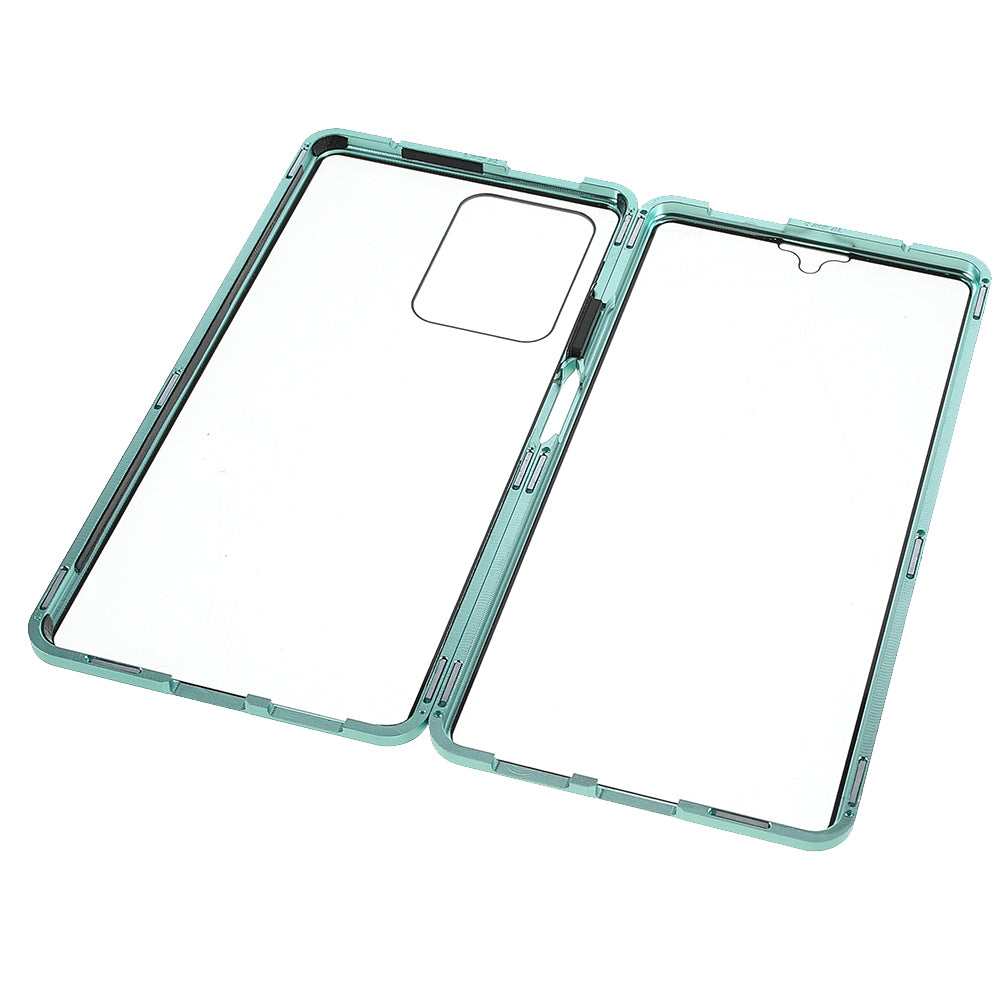 For Xiaomi 11T/11T Pro Magnetic Closure Phone Case Metal Bumper + Double-sided Tempered Glass Cover