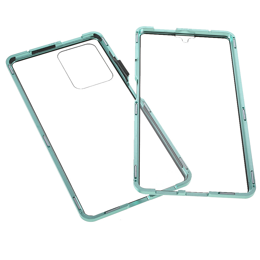 For Xiaomi 11T/11T Pro Magnetic Closure Phone Case Metal Bumper + Double-sided Tempered Glass Cover