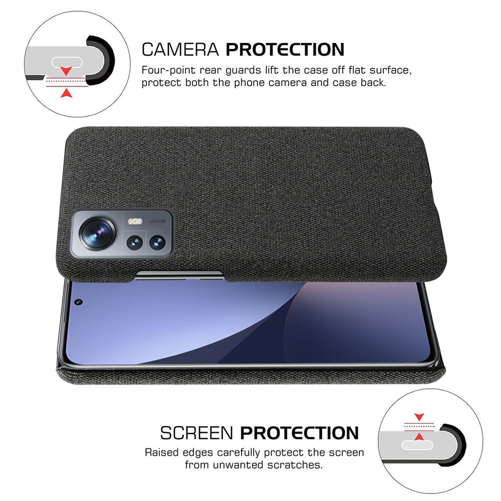 For Xiaomi 12 Pro 5G / 12S Pro 5G /12 Pro (Dimensity) 5G Ultra Thin Hard PC + Cloth Surface Fingerprint Resistant Cover Shell