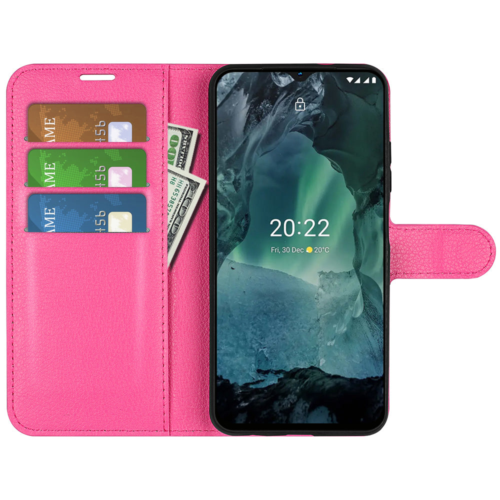 For Nokia G11/G21 PU Leather Stand Phone Cover Anti-drop Protection Litchi Texture Wallet Case