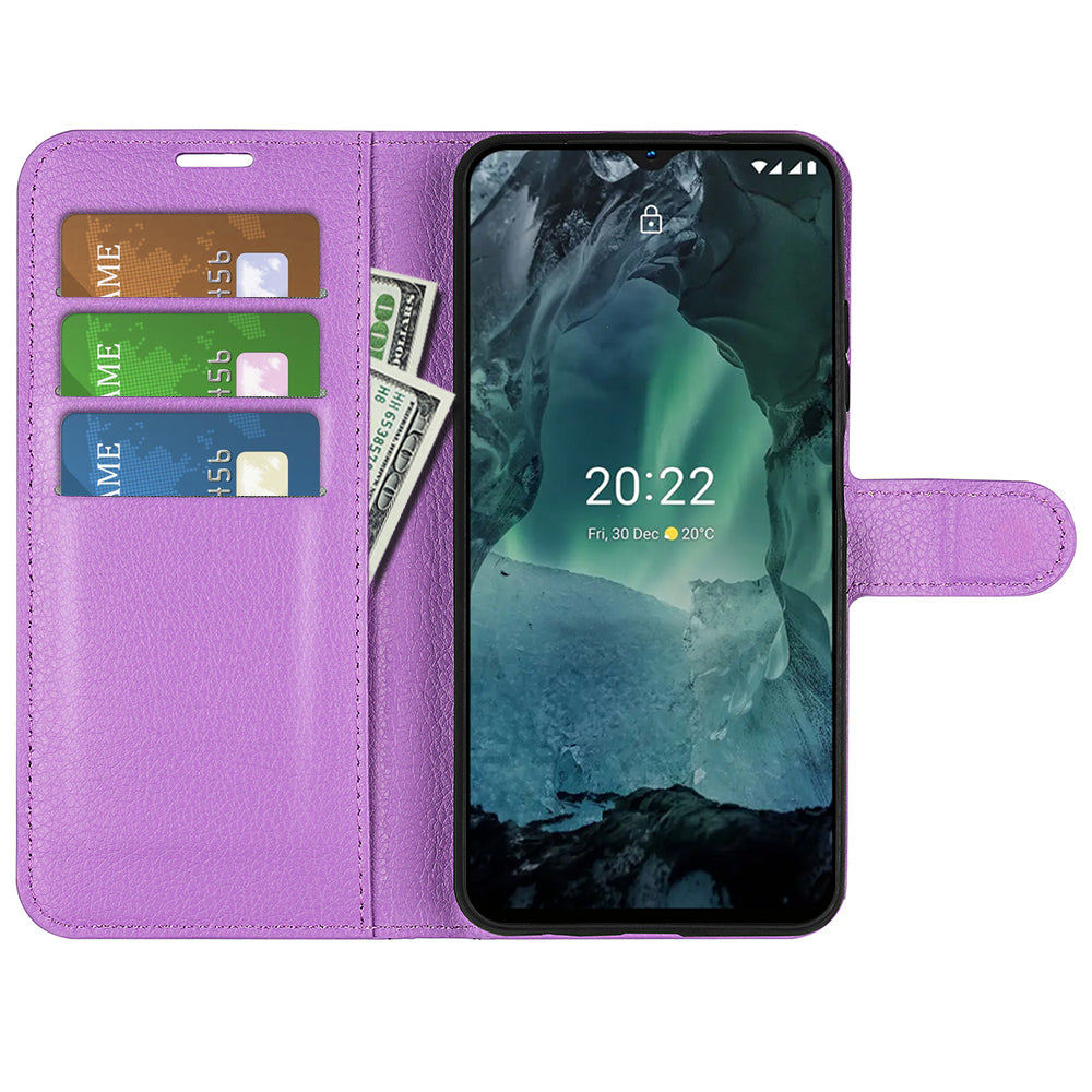 For Nokia G11/G21 PU Leather Stand Phone Cover Anti-drop Protection Litchi Texture Wallet Case