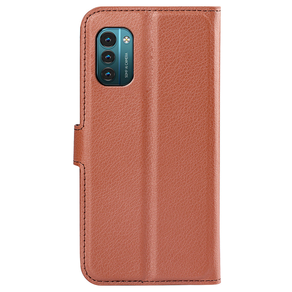 For Nokia G11/G21 PU Leather Stand Phone Cover Anti-drop Protection Litchi Texture Wallet Case