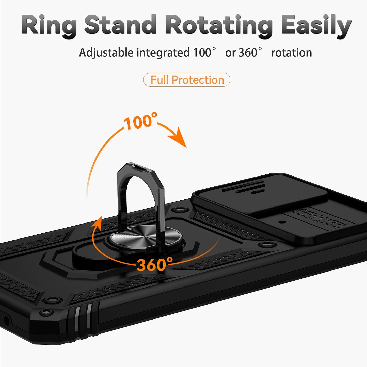 For Xiaomi Poco X4 Pro 5G Protective Case Slide Camera Cover Hard PC + Soft TPU Phone Protector with Ring Kickstand