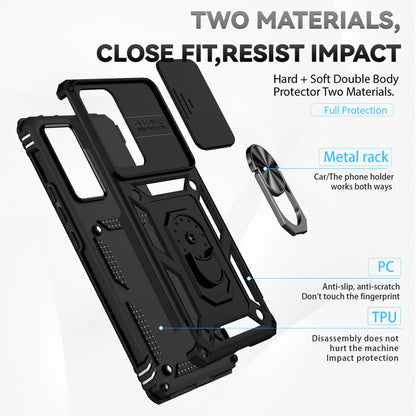 For Xiaomi 12 Pro 5G/12S Pro 5G/12 Pro (Dimensity) 5G Shockproof Phone Protection Case Ring Kickstand Hybrid PC + TPU Shell with Slide Camera Protection Cover