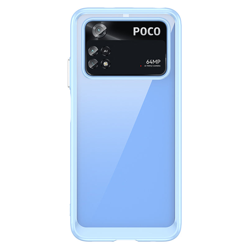 For Xiaomi Poco M4 Pro 4G Anti-drop Transparent Back Case Hybrid Acrylic + TPU Phone Cover with Independent Buttons