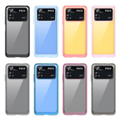 For Xiaomi Poco M4 Pro 4G Anti-drop Transparent Back Case Hybrid Acrylic + TPU Phone Cover with Independent Buttons