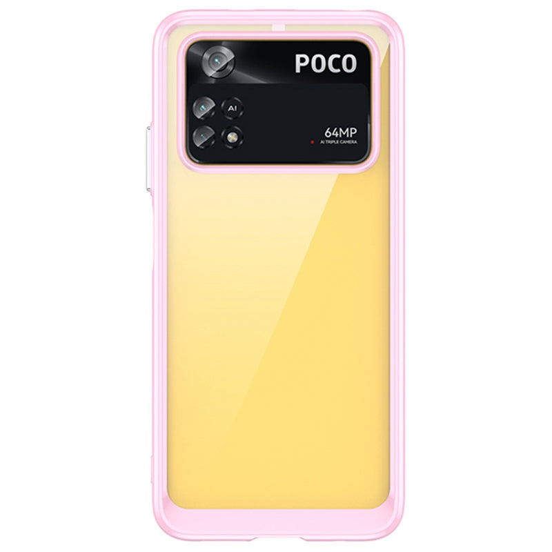 For Xiaomi Poco M4 Pro 4G Anti-drop Transparent Back Case Hybrid Acrylic + TPU Phone Cover with Independent Buttons