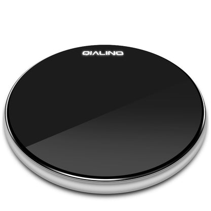 QIALINO 15W Round Qi Wireless Fast Charging Pad Ultra-thin Wireless Charger Pad for iPhone X/8/8 Plus Etc.